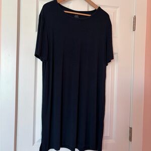 Cozy Earth Blue Rib-knit Short-Sleeve Lounge Dress